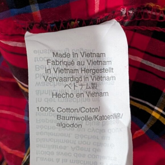 J Crew Factory Plaid Tartan Shirt Womens Size Large Red Long Sleeve Button Up - Picture 4 of 9